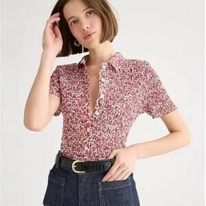 J. Crew X Liberty Fabrics Eliza's Red Apple Print Smocked Blouse M NWT $168